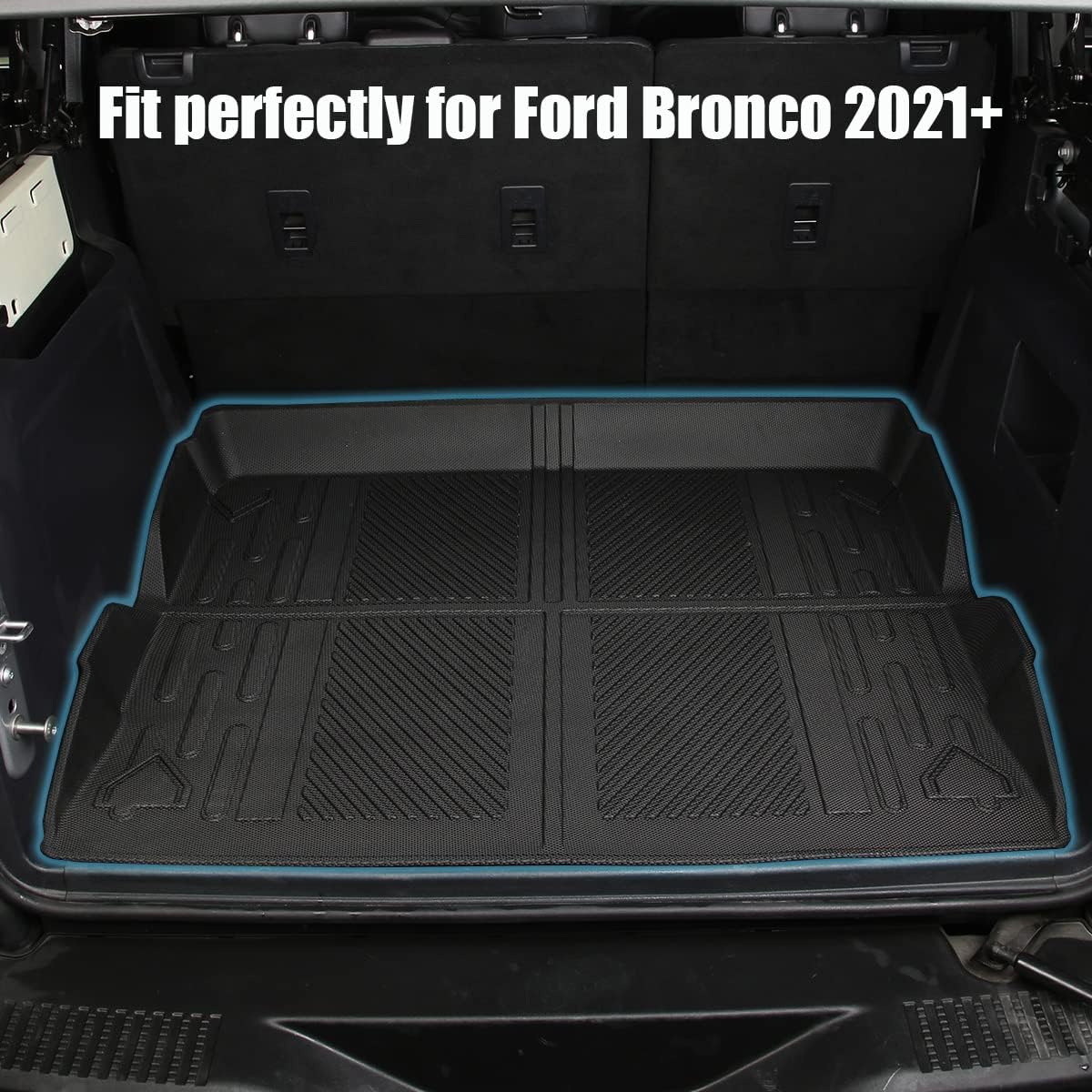 Cargo Liner Floor Mat for Ford Bronco Accessories 2021 2022 All Weather Cargo Tray Liner Waterproof Rear Cargo Mat for 2021 2022 Ford Bronco Accessories 4-Doors TPE Trunk Liner