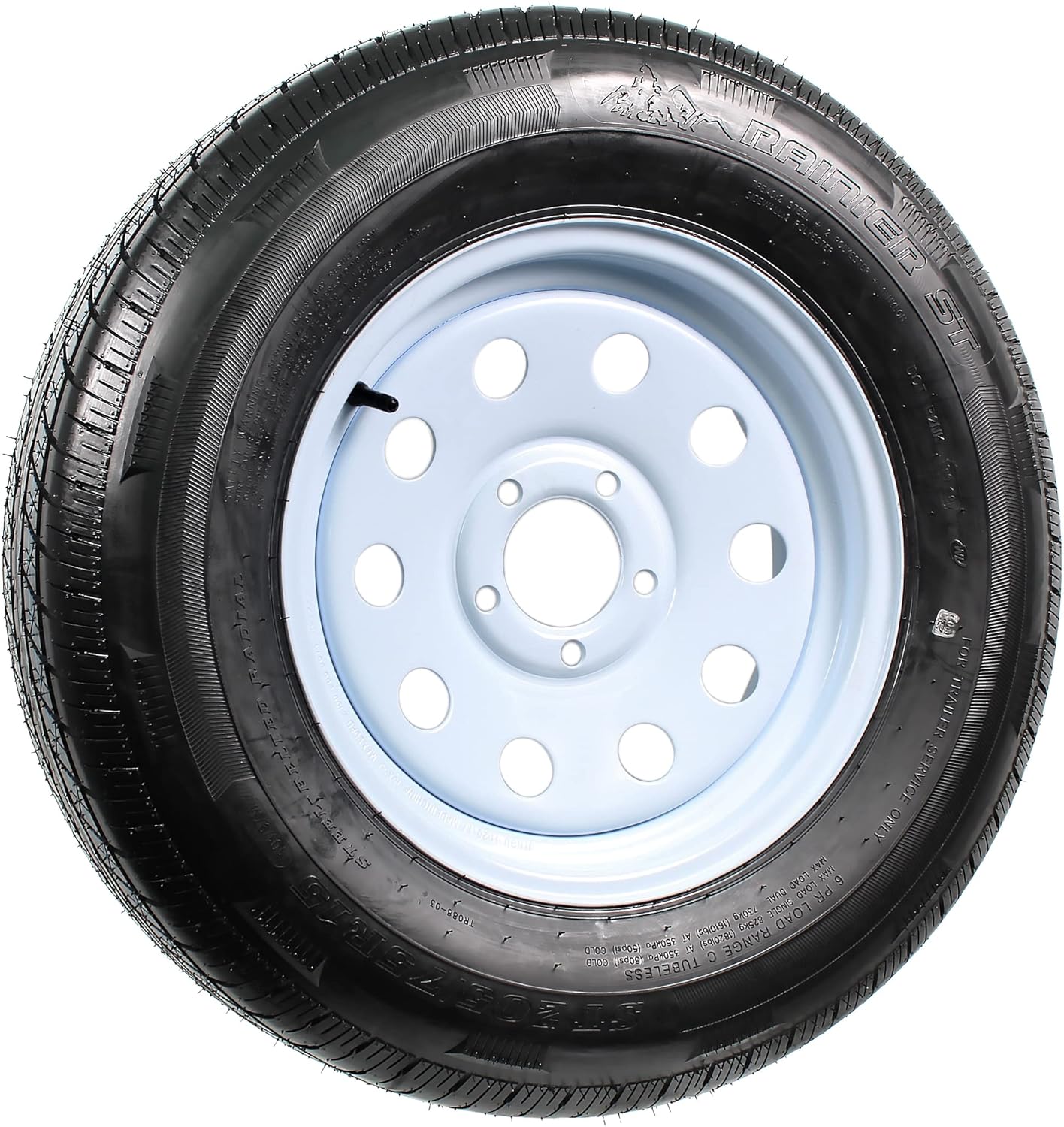 eCustomRim Radial Trailer Tire On Rim ST205/75R15 205/75-15 15 5 Lug Wheel White Modular - 6 Year Warranty w/Free Roadside