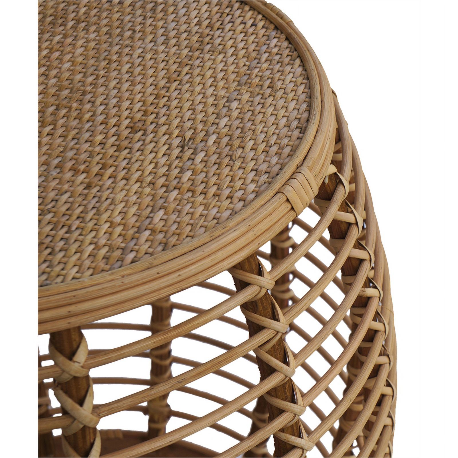 Gallerie Decor Java Transitional Rattan End Table in Natural/Espresso