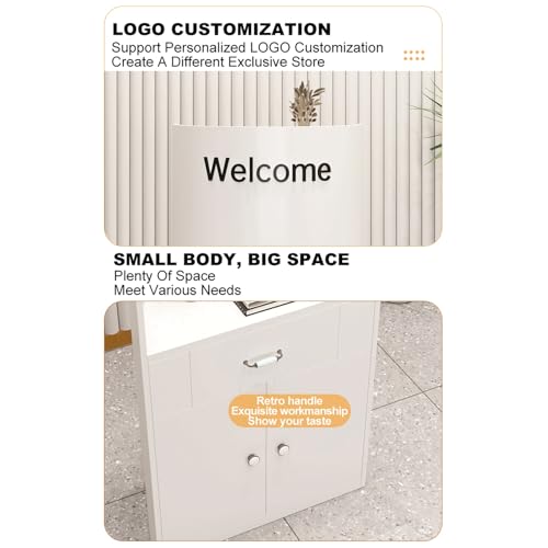Semicircular Reception Counter Table Retail Checkout Counter Table with Drawers and Cabinets Company Counter Front Desk for Office Reception Room Lobby Beauty Salon Clothing Store.(Pink,50x50x100cm)