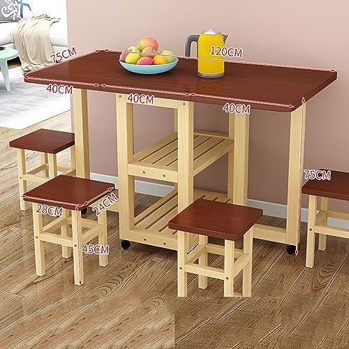 Space Saving Extendable Table, Folding Dining Table, Living Room Extendable Table, Multifunctional Convertible Dining Room Table (120x75x75cm/47x29x29in)
