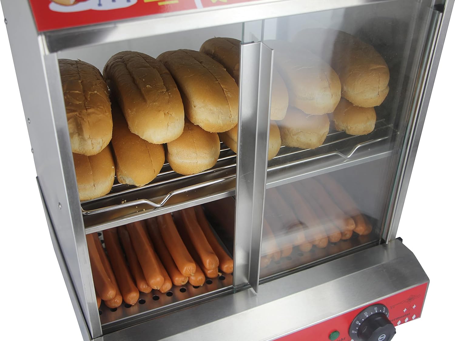 Hot Dog Steamer with Bun Warmer Machine Commercial Hot Dog Hut