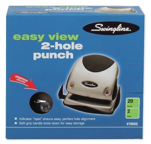 Swingline EasyView 2-Hole Punch, Alignment Indicators, 20 Sheets (A7074055)