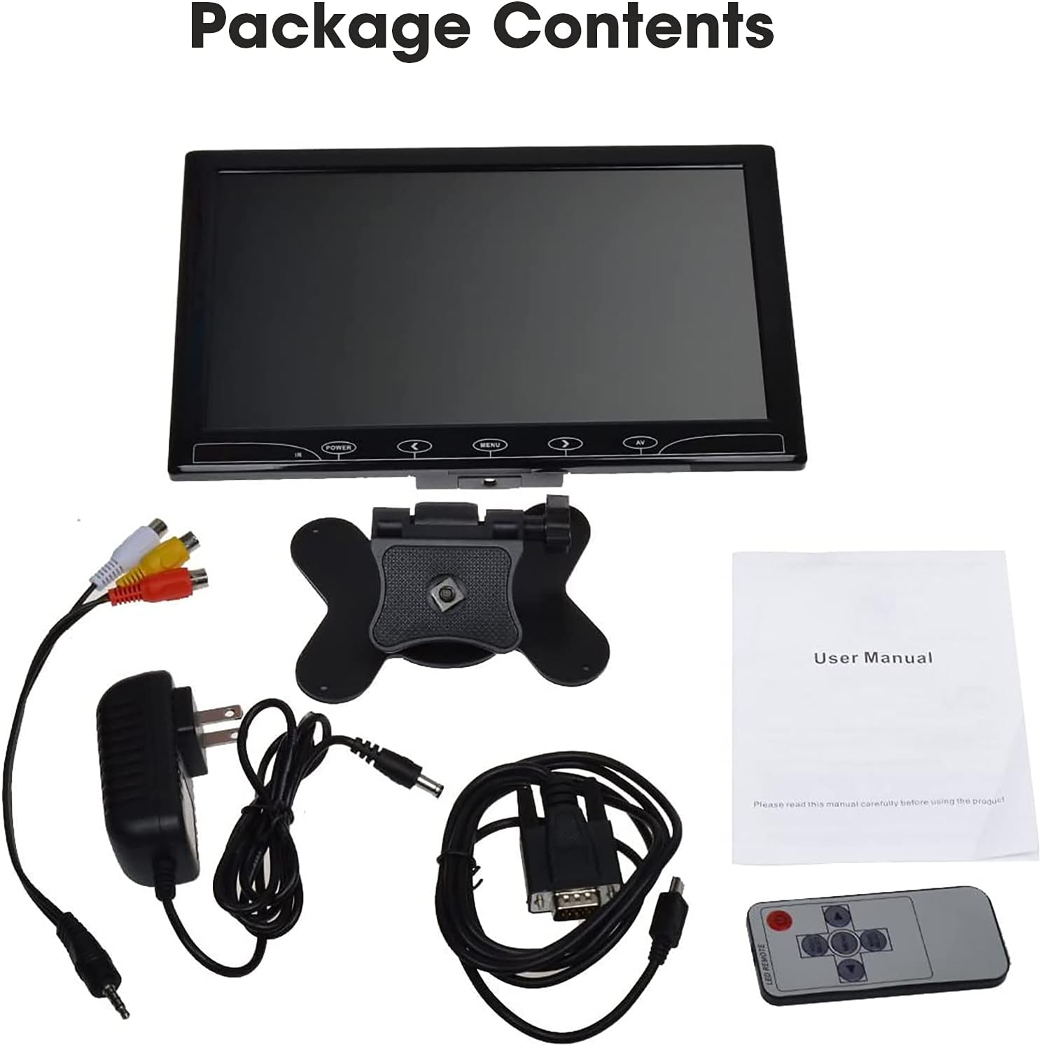 Topiacam 10.1 Inch Ultra-Thin Security CCTV Computer Monitor 1024x600 Resolution Touch Buttons Video and Audio LED Color Display Screen AV/VGA/HDMI Input with Remote Control