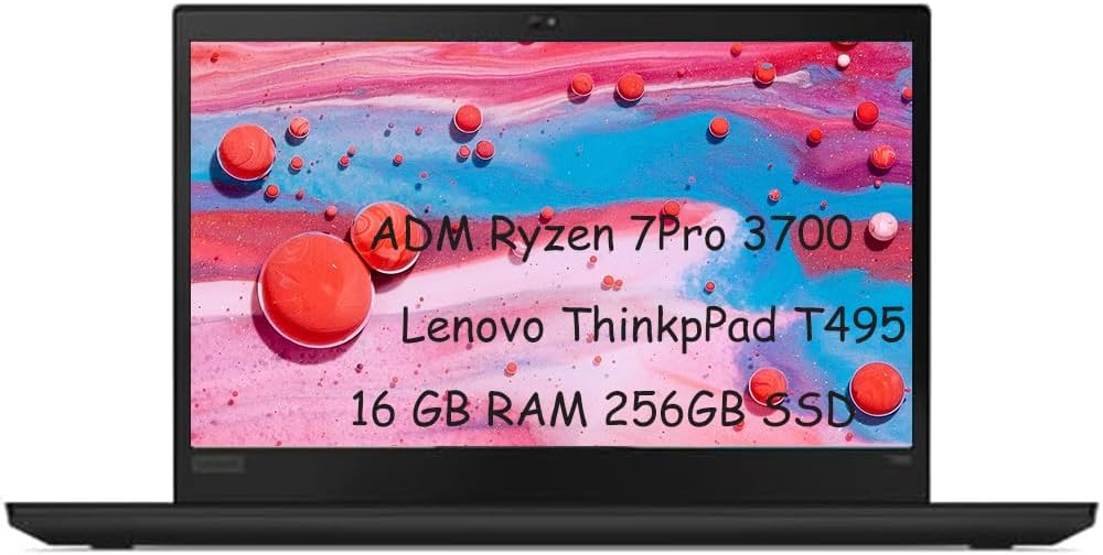 Lenovo ThinkpPad T495 14" FHD Business Laptop Non Touchscreen Notebook, AMD Ryzen 7 Pro 3700U 16GB RAM 256GB SSD, Win 10 Pro (Renewed)