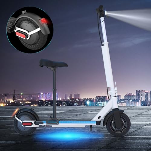 Caroma Electric Scooter, 20-25 Miles Range & 20 MPH Speed, 500W Cruise Control Electric Scooter Adults, 9/10" Solid Tires, Fast Folding E Scooter Bike for Commute, Shock Absorption & Braking System