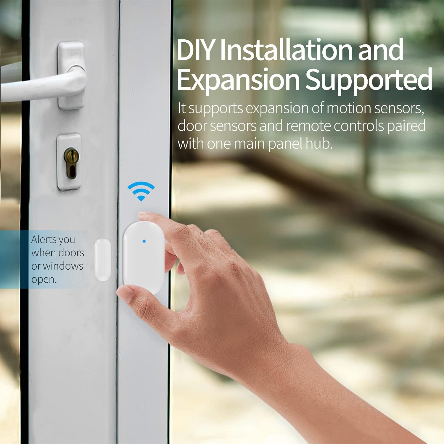 US:E Smart Wireless DIY Home Security Alarm System,9 Piece Kit, Doorbell, Motion Sensor, Entry Sensor, Remote Control, Panic Button, Compatible with Amazon Alexa and Google Assistant, No Contract