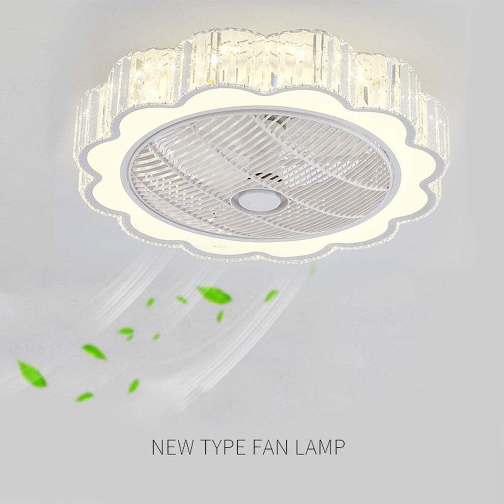TFCFL 23" Ceiling Fan with Lights, Modern Invisible Acrylic LED Enclosed Ceilings with Remote Control 3-Color 6-Speed Quiet Copper Motor Fan for Bedroom Children's Room (White)