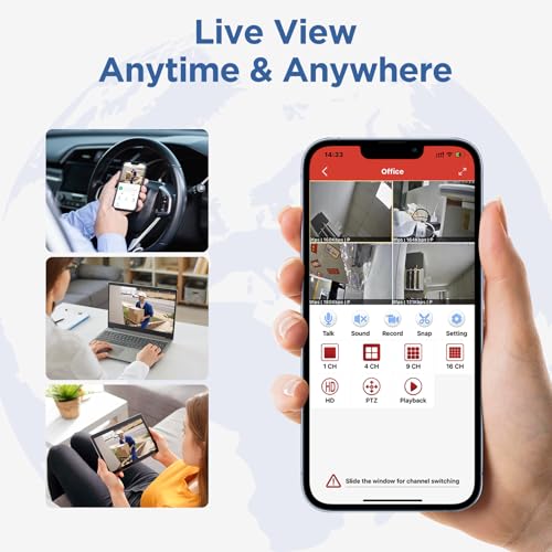 Wireless Security Camera System, 10CH 5MP NVR with 4 3MP Cameras, 1TB HDD, Night Vision, Motion Detection, Indoor/Outdoor Video Surveillance, Free App (3MP-1TB Hard Drive)