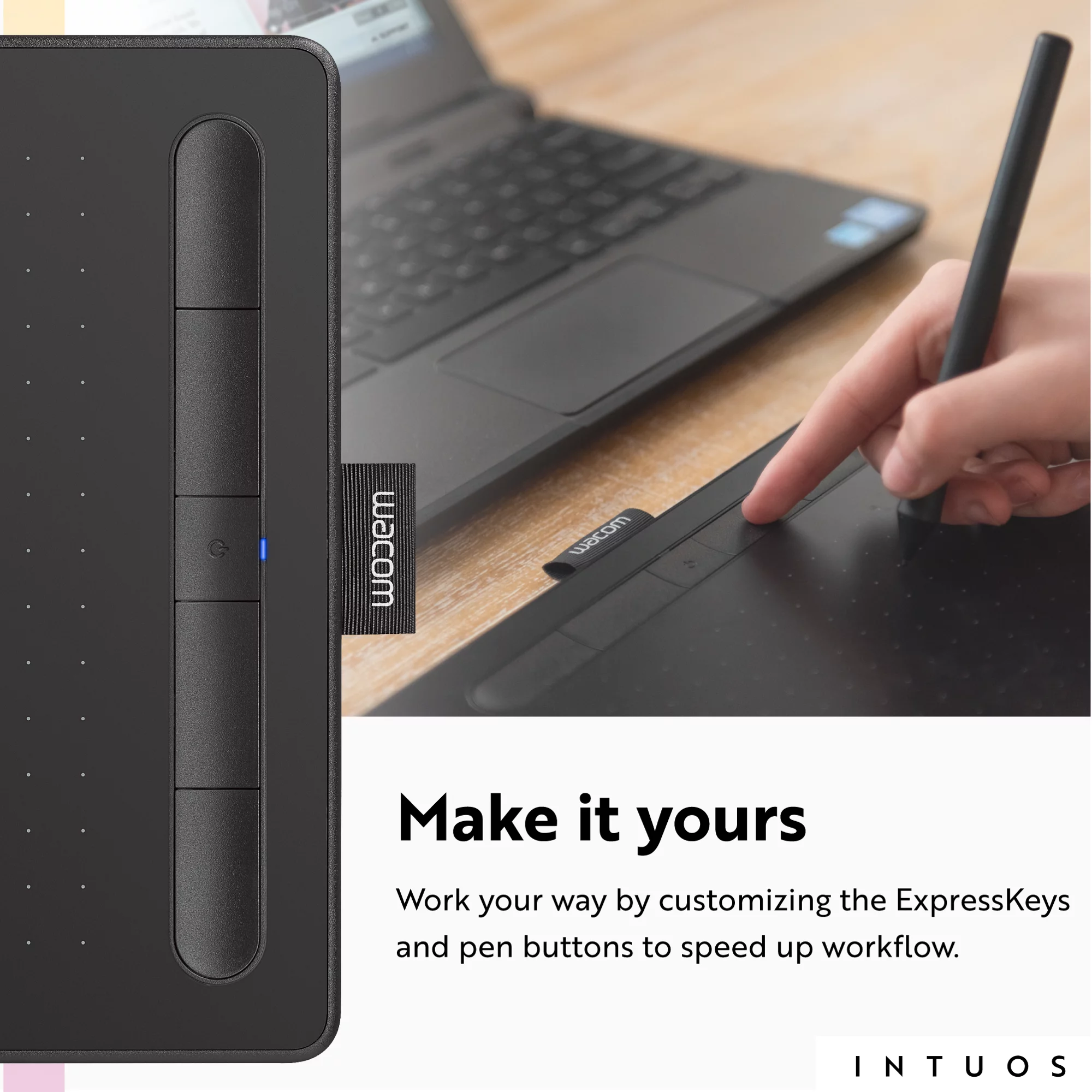 Wacom Intuos Wireless Graphics Drawing Tablet with 3 Bonus Software Included, 7.9" X 6.3", Black (CTL4100WLK0) Small (Wireless)