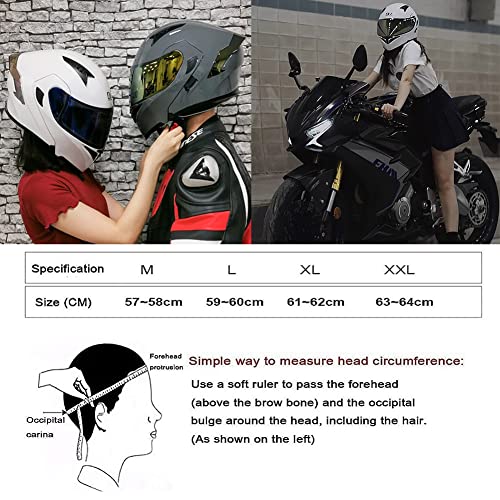 Motorcycle Modular Bluetooth Helmet Full Face Flip Up Front Helmet , DOT Approved Bluetooth Integrated Helmet with Dual Visor Auto Answer, for Adults Men Women M~XXL 57~64cm