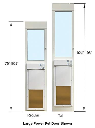 Power Pet Electronic Dog Door - High Tech Pet Electronic Pet Doors - Fully Automatic Sliding e-Glass Electronic Dog Doors - Large Pets up to 100 lbs - Tall 92-3/4 - 96 Patio Doors - PX2-SEGT