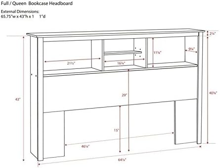 Prepac Monterey White Queen Bookcase Platform Storage Bed