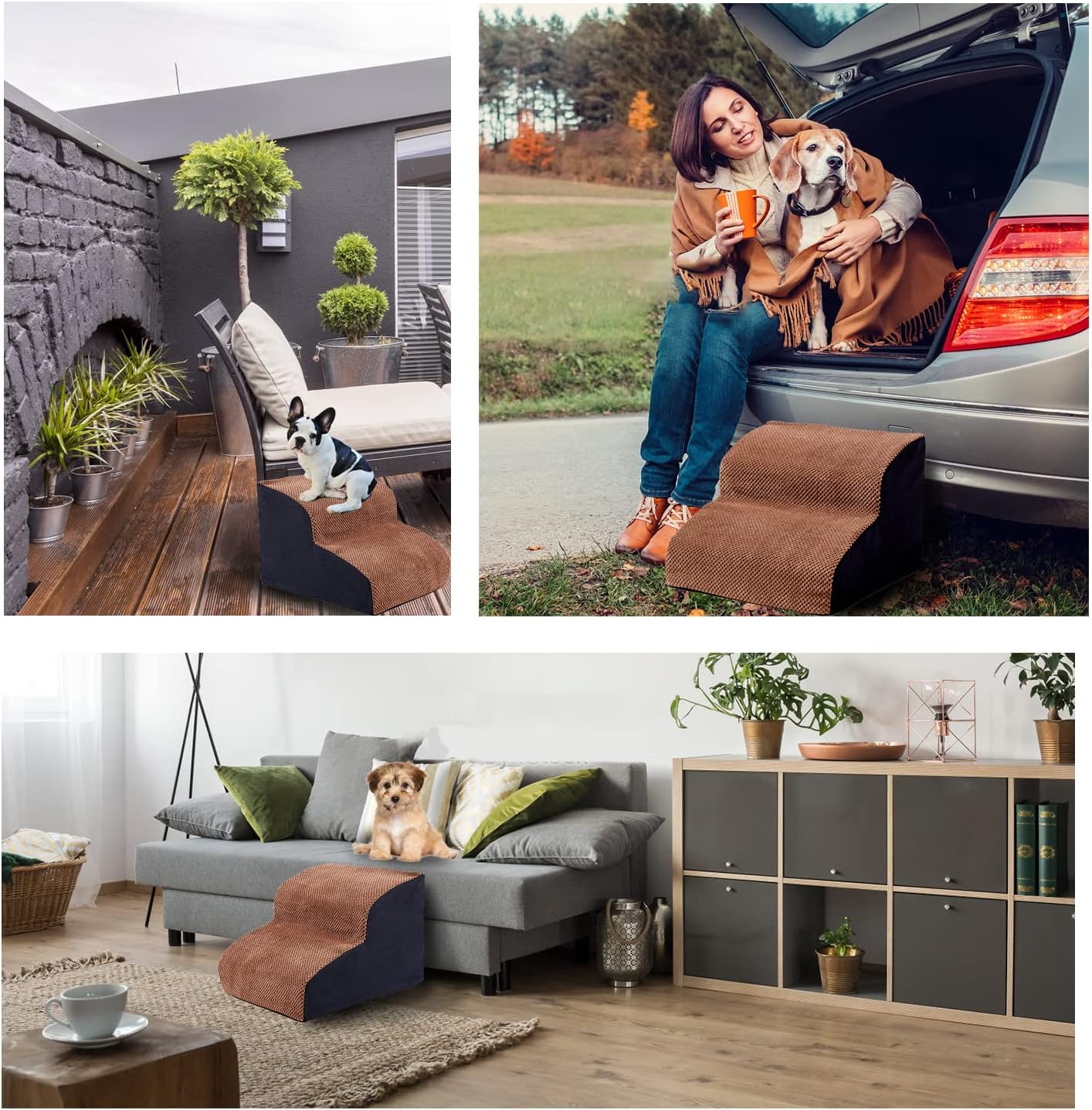 A.FATI 2 Steps High-Density Foam Dog Stairs&Ramps, 11.8 High, Non-Slip Dog Stairs, Soft Dog Steps for Couch, Dog Ladder, Suitable for Old or Injured Pets, Older Cats, Small Dogs