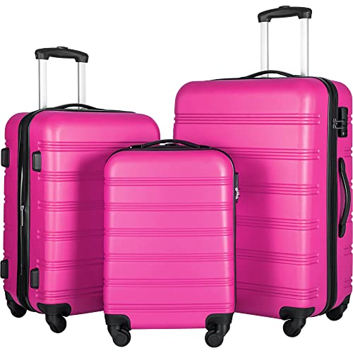 Merax Flieks Luggage Sets TSA 3 Piece Spinner Suitcase Lightweight 20 24 28 inch (Yellow)