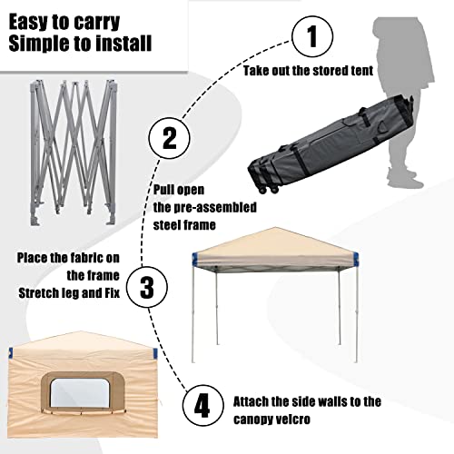 Aoodor 12x12 FT Pop-Up Canopy Tent with Roller Bag and Curtain - Portable Instant Shade, Sturdy Iron Frame, Waterproof 210D Oxford Fabric, UV Protection, Ideal for Camping, Parties, and Outdoor Events