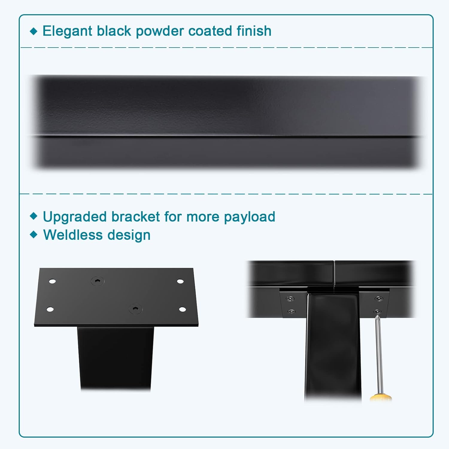 Muzata 4Pack Cable Railing Post Level-drilled Post with Flat top 36''x2''x2'' Black Square Weldless Stainless Steel Pre-Drilled for Wood Concrete Surface Mount Deck PS02 BH4S, PT1 PT2 PT6