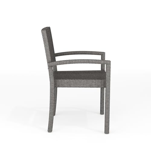 Martha Stewart Bedford Indoor-Outdoor Stackable Patio Armchairs with Rattan Wicker Finish in Brown, Set of 2