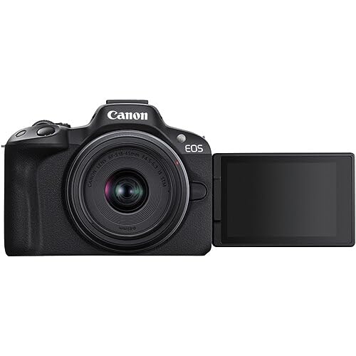 Canon EOS R50 Mirrorless Vlogging Camera (Black) w/RF-S18-45mm F4.5-6.3 is STM Lens (Renewed)