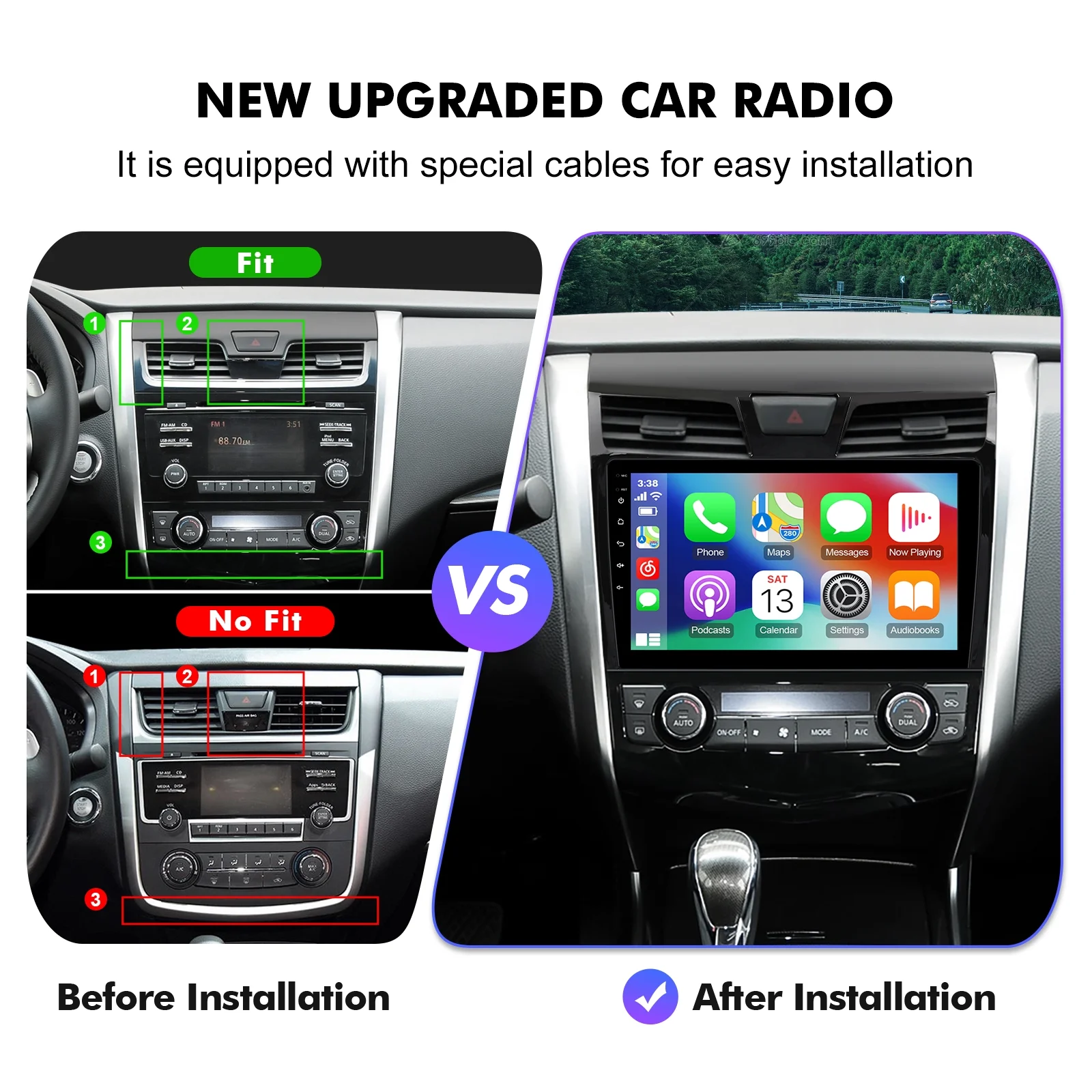 （6+128GB）10.1 inches Android 12 Double Din Car Stereo for Nissan Altima 2013-2018 IPS Touchscreen Screen Car Radio with Carplay & Android Auto Support Backup Camera GPS Navi FM BT