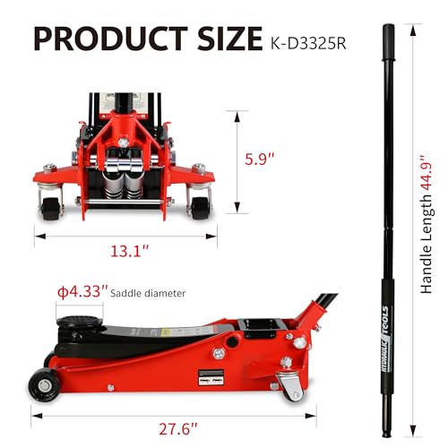 2.5 Ton Floor Jack,Low Profile Steel Racing Floor Jack with Dual Pistons Quick Lift Pump,Hydraulic floorjack,Lifting Range 3.5"-19.5",Blue