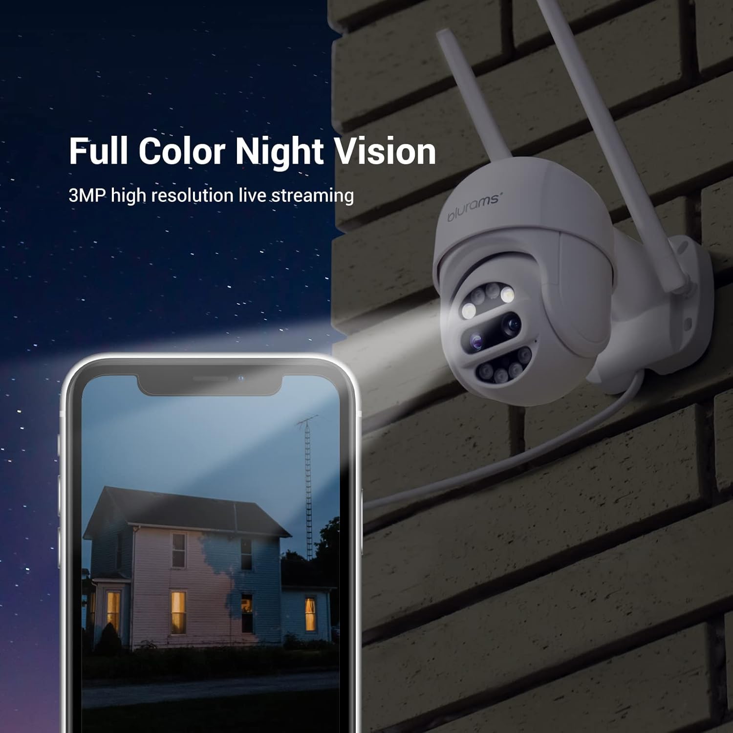 Security Camera Outdoor 3MP, blurams Dual-Lens Outdoor Camera, 360 Degree Pan/Tilt/Zoom Security Camera System w/ Motion Tracking, Two-Way Talk, IP66 Weatherproof, Siren Alarm, Color Night Vision