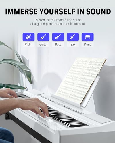Donner DEP-20 Beginner Digital Piano 88 Key Full Size Weighted Keyboard, Portable Electric Piano with Furniture Stand, 3-Pedal Unit