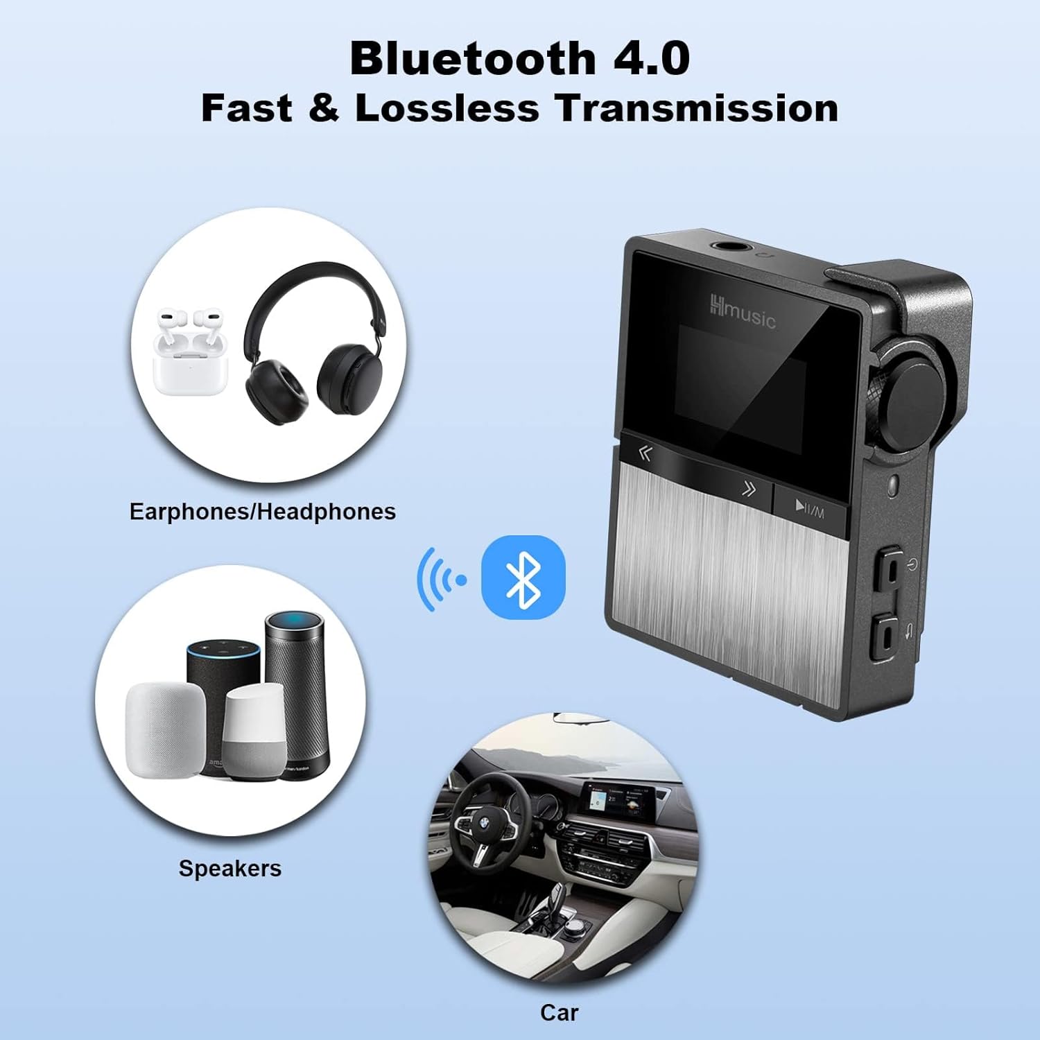 Hmusic P68 HiFi MP3 Player with Clip, Lossless DSD High Resolution Music Player Bluetooth, Portable Hi-Res Audio Player with 16GB Memory Card, Support up to 128GB Hifi Music Player for Sport, Running