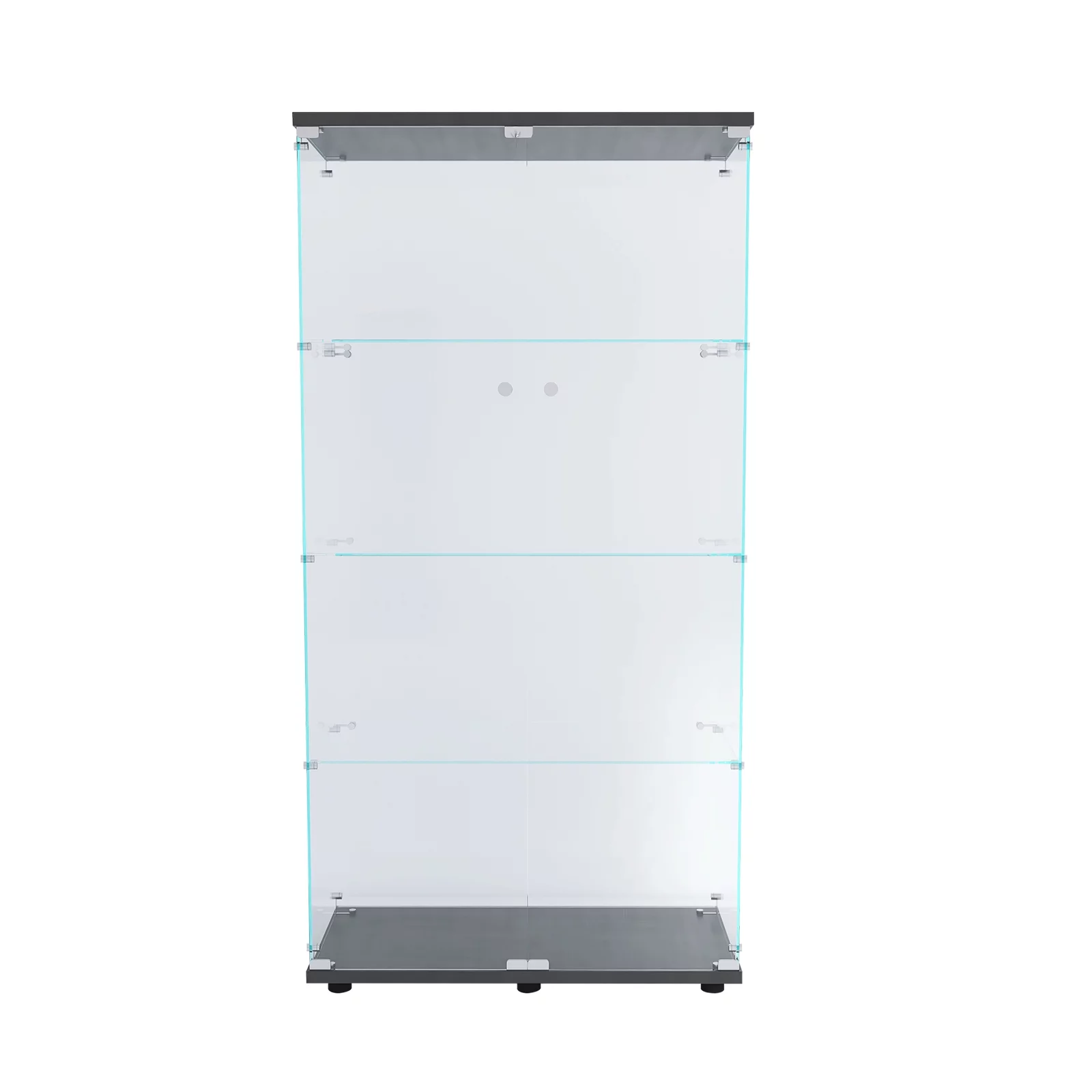 Glass Cabinet with 2 Clear Door, Curio Display Cabinet with 4 Shelves Glass Tower, 64'' High Figure Storage Display Corner Cabinet, Contemporary 4-Tier Retail Display Cases, Black, SS2834