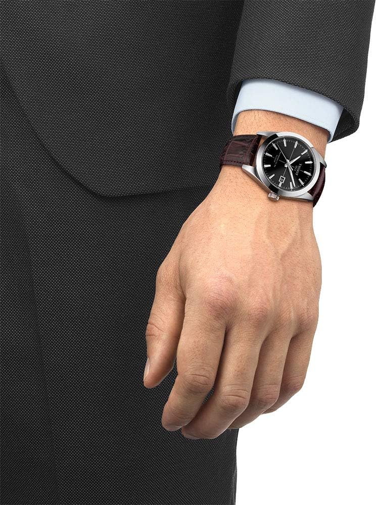 Tissot mens Gentleman Auto Stainless Steel Dress Watch Brown T1274071605101