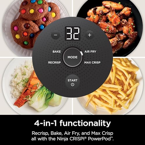 Ninja Crispi Air Fryer, Microwave, Freezer & Dishwasher Safe, Non Toxic Glass Portable Cooking System, 4 QT & 6 Cup Glass Containers with Storage Lids, Easy Meals, Air Fry, Bake, Green, FN101SG