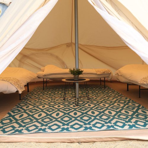 4-5 Person Mongolian Tent, Glamping Tent with Cool Ventilation Mosquito Net Doors & Windows, Outdoor Waterproof Oxford Yurt Tent/Dome Tent for Family Camping Party, 11''x118''x98''