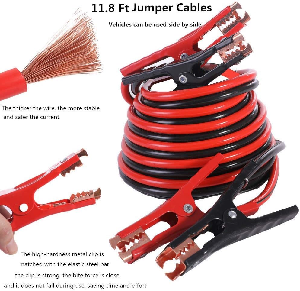 HAIPHAIK Emergency Roadside Kit - Multipurpose Emergency Pack Car Premium Road Kit Jumper Cables Set 11.8 Foot (Upgrade) 124 Pcs Emergency car Kits Car Tool kit,Tow Strap, Folding Survival Shovel