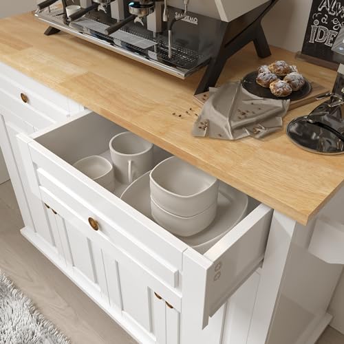 Rolling Kitchen Island with Drop Leaf, Mobile Kitchen Carts on Wheel with Storage Cabinet, Drop Leaf Island Table for Kitchen with Towel Rack and Drawer, White