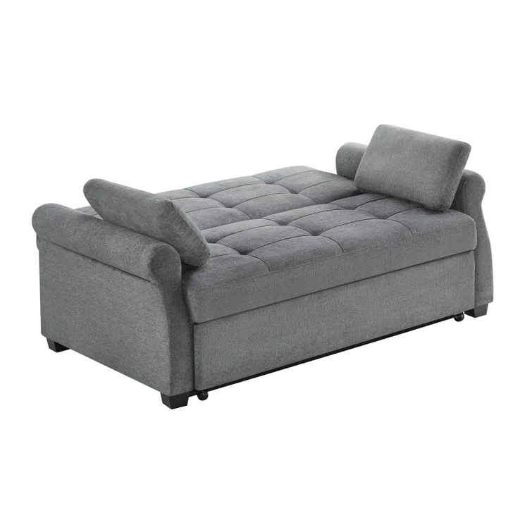 Serta Sabrina 73 Queen Rolled Arm Tufted Back Convertible Sleeper Sofa with Cushions