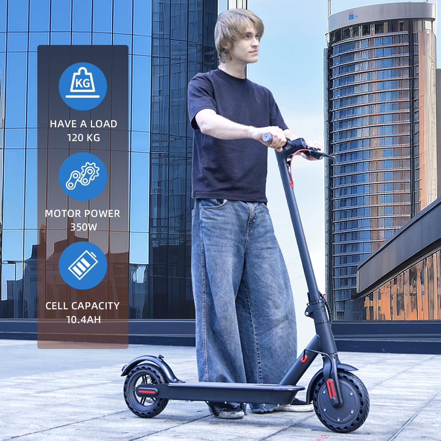 J3 Electric Scooter - Max 19-34 Miles Range, 8.5''/10'' Tires, 350-500W Motor, Max 20/28 MPH Speed，Portable Folding Commuting Scooter for Adults, Double Braking System and App Connectivity