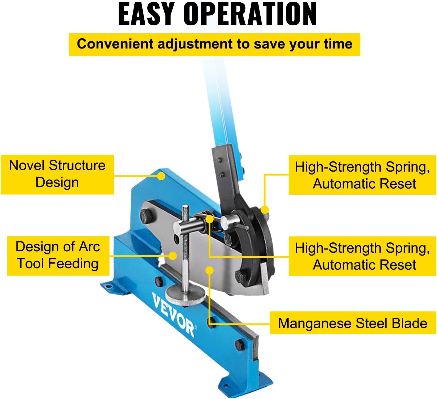 VEVOR Hand Plate Shear 5", Manual Metal Cutter Cutting Thickness1/4 Inch Max, Metal Steel Frame Snip Machine Benchtop 7/16 Inch Rod, for Shear Carbon Steel Plates and Bars