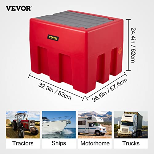 VEVOR Portable Diesel Tank, 58 Gallon Capacity & 10 GPM Flow Rate, Diesel Fuel Tank with 12V Electric Transfer Pump and 13.1ft Rubber Hose, PE Diesel Transfer Tank for Easy Fuel Transportation, Red