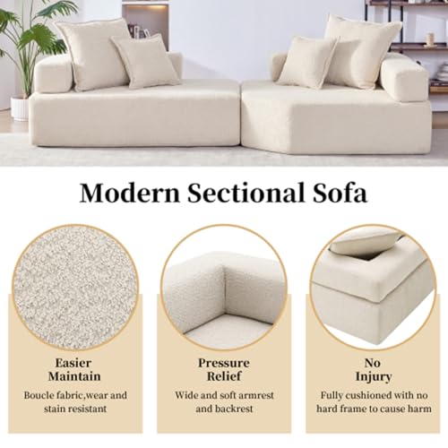103.5'' Lightweight Module Combination Style Sofa Set,Modern Oversized Sectional Foam Sofa,futon Sleeper Couch Bed,4 Seat,No Wooden Frame,for Living Room,Gray