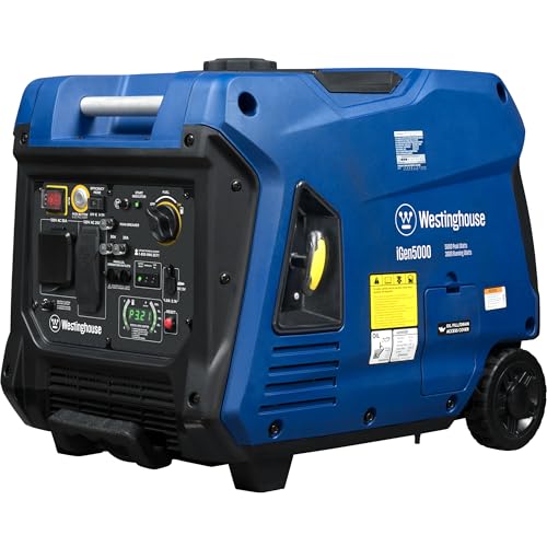 Westinghouse 5000 Peak Watt Super Quiet Dual Fuel Portable Inverter Generator, Remote Electric Start, Gas & Propane Powered, RV Ready 30A Outlet, Parallel Capable, Blue/Black