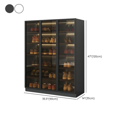 CraftThink Shoe Cabinet with Glass Doors & Sensor Light, Glam Style 6-Tier Freestanding Shoe Rack Storage Organizer with Adjustable Shelves for Hallway Entryway Garage (White, 47" L x 14" W x 47" H)