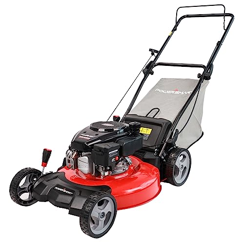 PowerSmart Gas Push Lawn Mower 21in. 144cc 4-Cycle Engine 3-in-1 Mulch, Bag, Side Discharge, 6-Position Height Adjustment