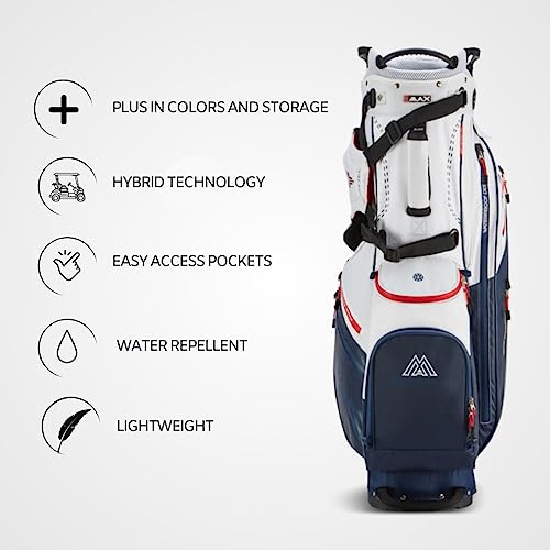 Big Max Dri Lite Hybrid Plus Golf Bag - Lightweight Golf Cart Bag with Enhanced Storage, Value Organizer, Waterproof Pockets, Sturdy Leg Locks, Extra Pocket - Golf Push Cart Compatible
