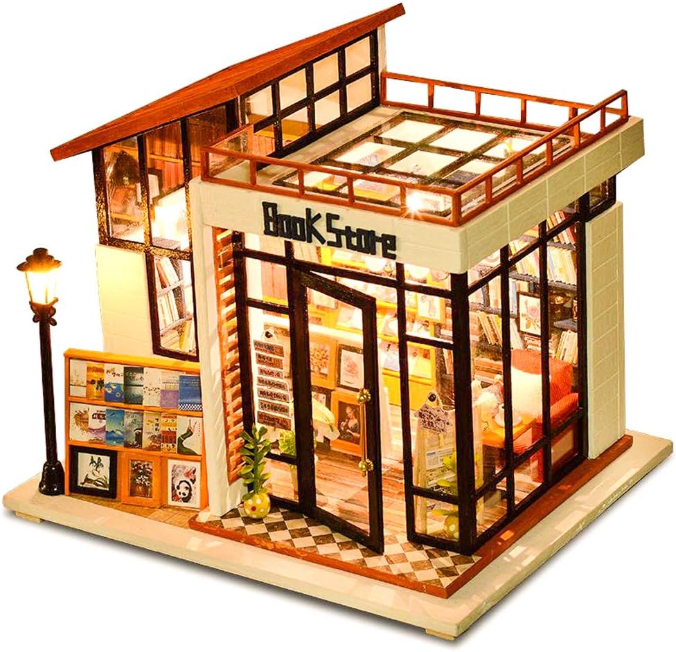Dollhouse Miniature with Furniture, DIY Dollhouse Kit Plus Dust Proof and Music Movement, 1:24 Scale Creative Room for Valentine's Day Gift Idea