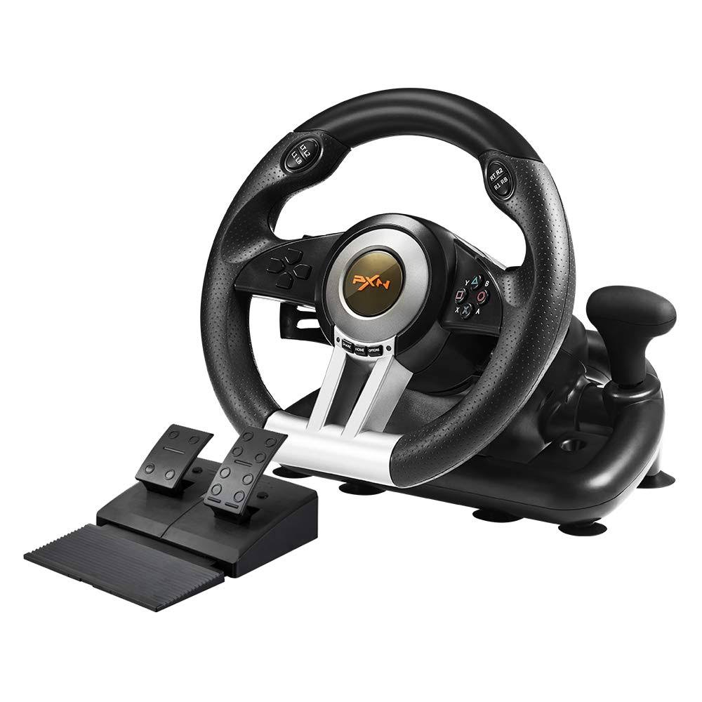 PXN V3ii PC Racing Wheel, 180 Degree Universal USB Car Racing Game Steering Wheel with Pedal (Black)