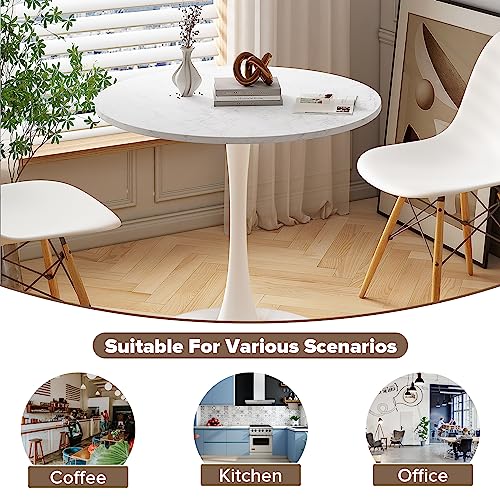 47.24" Round Dining Table for 4-6 People,Mid-Century Tulip Dining Kitchen Table,MDF Tabletop and Pedestal Dining Table,Easy Assembled End Table Leisure Coffee Table,White