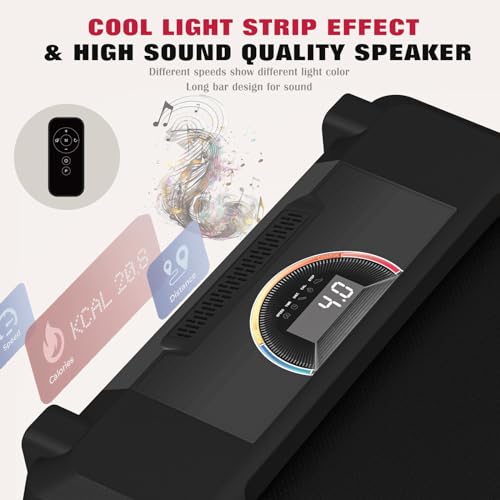 Walking Pad, Under Desk Treadmill with High Sound Quality Speaker, Exquisite Wood Treadmills for Home Small, Max 300LBS Capacity, Installation-Free with LED Light Strap Display