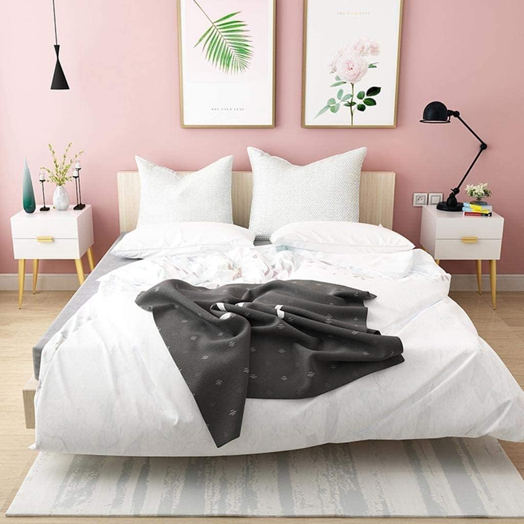 Bedside Table Delicate End Tables Household Bedside Table with 2 Drawers Nightstand Economical Simple Bedside Cabinet Wood-Based Panel Bedroom End Tables Save Space (Grey)