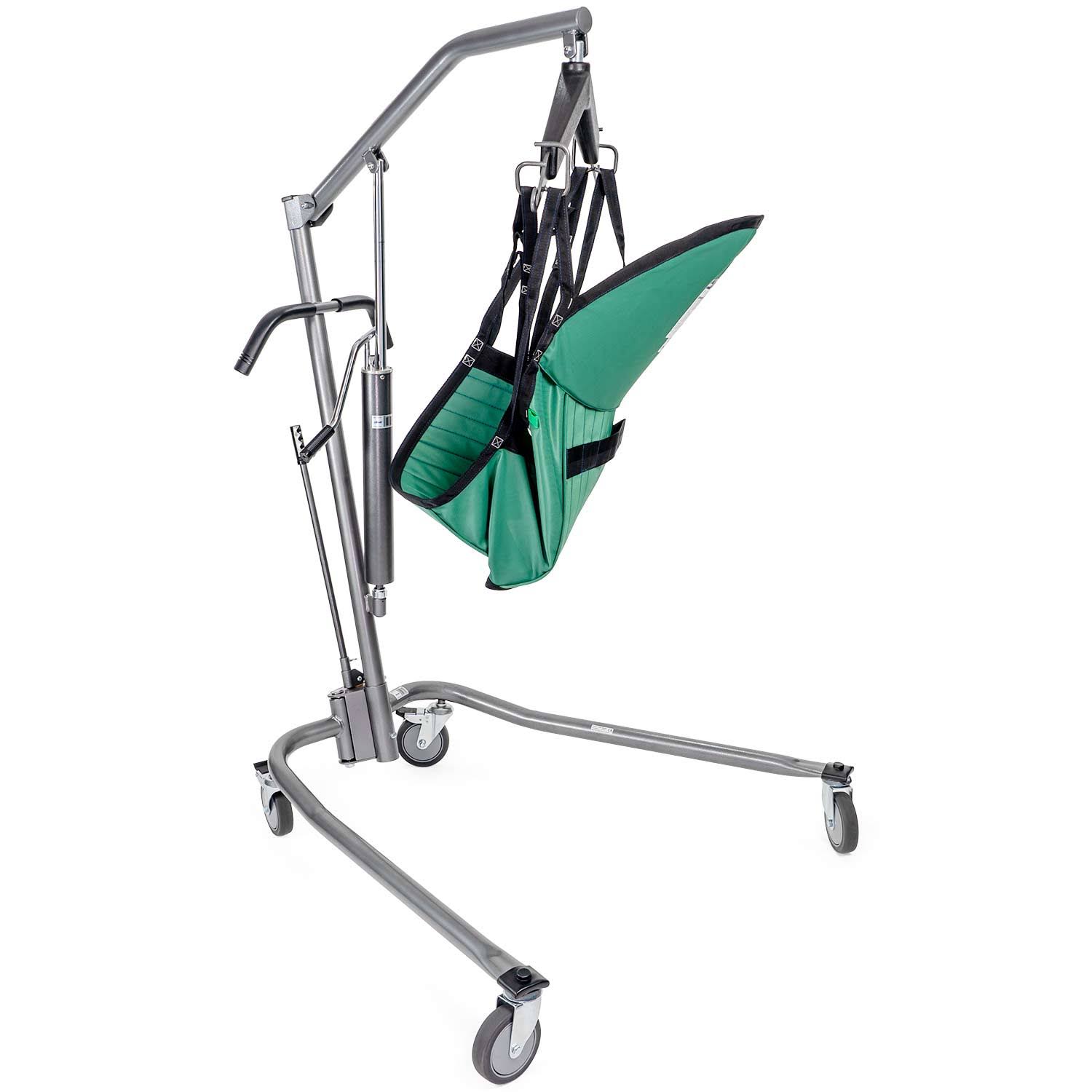 Hydraulic Patient Lift with Six Point Cradle, 5x22 Casters, Silver Vein