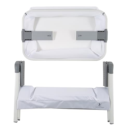 Venice Child California Dreaming Bedside Crib Bassinet w/Travel Bag, Removable Compressed Cotton Mattress, Height Adjustable, Easy Clean - Grey